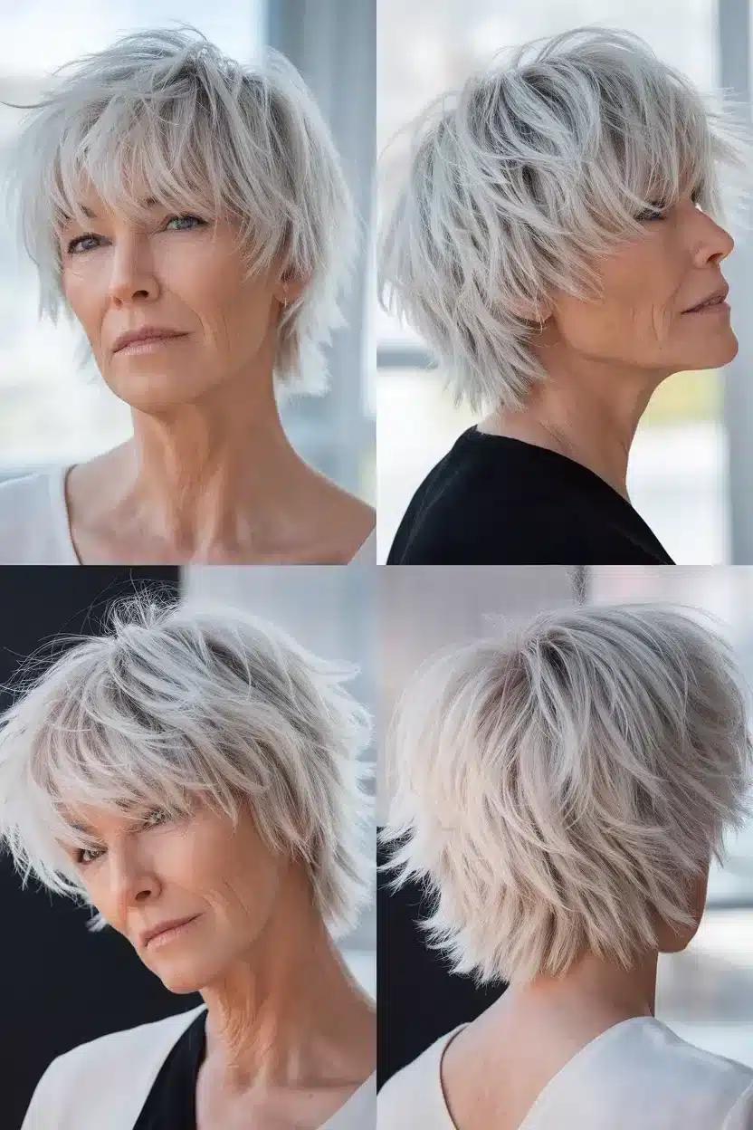 coupe de cheveux effilée 60 ans